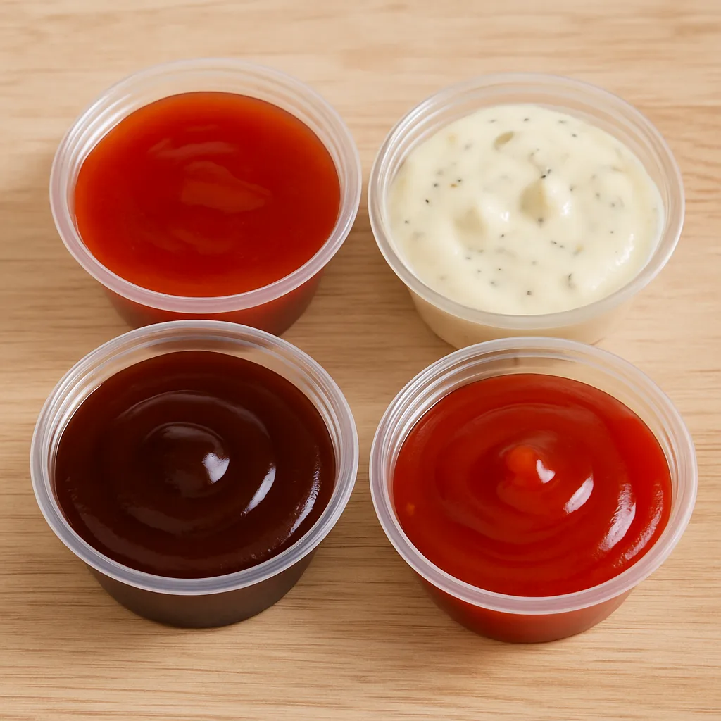 Chilli Sauce, BBQ Sauce, Mayonnaise Garlic & Herbs, Ketchup - Dip ChatGPT Image Oct 10, 2025, 12_01_04 PM